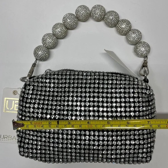 Urban Expressions Rhinestone Embellished Silver Bag NWT - Picture 5 of 13